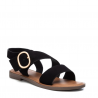 Sandalias planas Xti 044867 de antelina negra y hebilla dorada