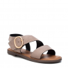 Sandalias planas Xti 044867 de antelina taupe y hebilla dorada