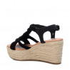 Sandalias cuña Xti 043974 negras estilo ganchillo con suela de rafia