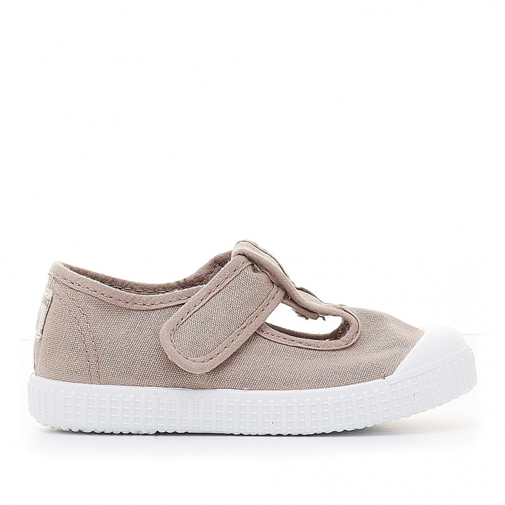 Zapatillas lona Victoria beige con tira - Querol online