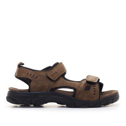 Sandalias Lois marrones con doble velcro - Querol online