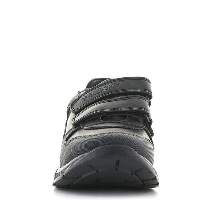 Zapatillas deporte Pablosky de piel negras con dos velcros - Querol online