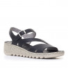 Sandalias cuña Walk & Fly negras con cuña y hebilla en el tobillo