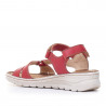Sandalias cuña Walk & Fly rojas con varias tiras y doble velcro