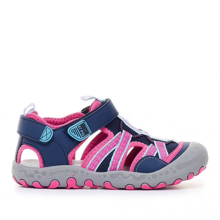 sandalias Gioseppo deportivas azul y rosa para niños abaira