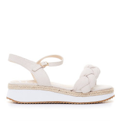 sandàlies Mustang 048534 amb tira trenada detall de ràfia i sola caramel - Querol online