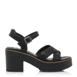 Sandalias tacón Mustang 050502 con tira cruzada y detalle en marrón - Querol online