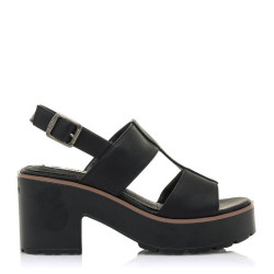 Sandalias tacón Mustang 050636 con tira central y detalle en marrón - Querol online