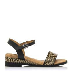Sandalias cuña Mustang 051216 con cuña trenzada en color negro - Querol online
