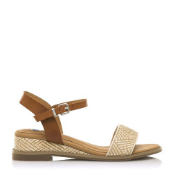 Sandàlies falca Mustang 051216 amb falca trenada en color marró - Querol online