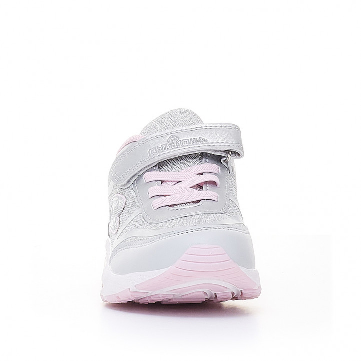 Zapatillas deporte Chika 10 plateadas con detalles rosas y cámara de aire - Querol online
