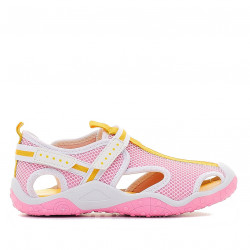 sandalias QUETS! rosas con detalles amarillos y velcro - Querol online