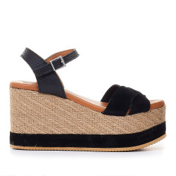 Sandalias cuña Redlove gisèle negras cruzadas - Querol online