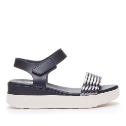 Sandalias cuña Redlove dominique negras con velcro en tobillo - Querol online