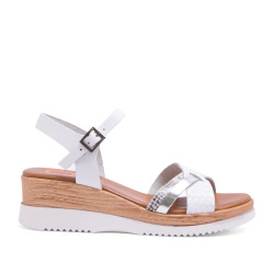 Sandàlies falca Porronet PELL BLANQUES CARA - Querol online