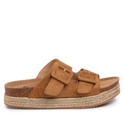 Sandàlies plataformes Refresh 069646 amb doble sivella i sola de ràfia - Querol online