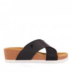 Chanclas Gioseppo de cuña negras con tira cruzada segni - Querol online