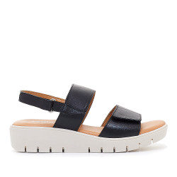 Sandalias cuña Redlove colette de doble banda negra - Querol online