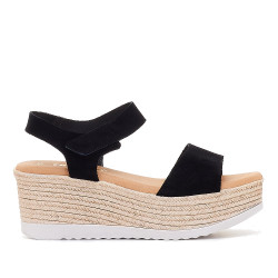 Sandalias cuña Redlove dennise negras con plataforma - Querol online