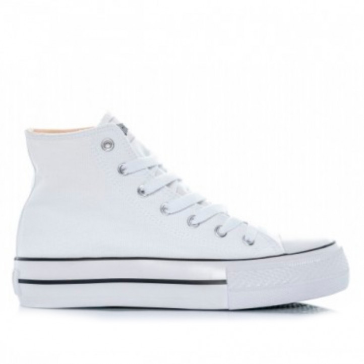 Zapatillas lona John Smith blancas de bota y plataforma - Querol online