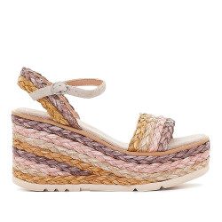 Sandalias cuña Alma Blue de plataforma multicolor - Querol online