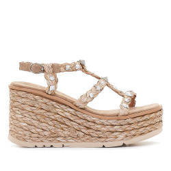 Sandalias cuña Alma Blue con detalles de estrellas, cuadrados y redondas - Querol online