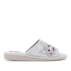 Zapatillas casa Vulladi grises con gatito - Querol online