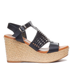 Sandalias cuña Redlove camille negras con cuña - Querol online