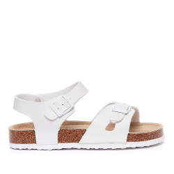 sandalias Owel blancas con cierre de doble hebilla - Querol online