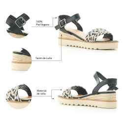 Sandalias cuña Owel con trenzado en la pala multicolor - Querol online