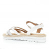 Sandalias cuña Owel gozo blancas con tiras de diferentes texturas