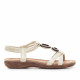 Sandalias planas Amarpies blancas con la tira cruzada y abalorio de madera - Querol online