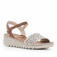 Sandalias cuña Walk & Fly color taupe con pala perforada - Querol online