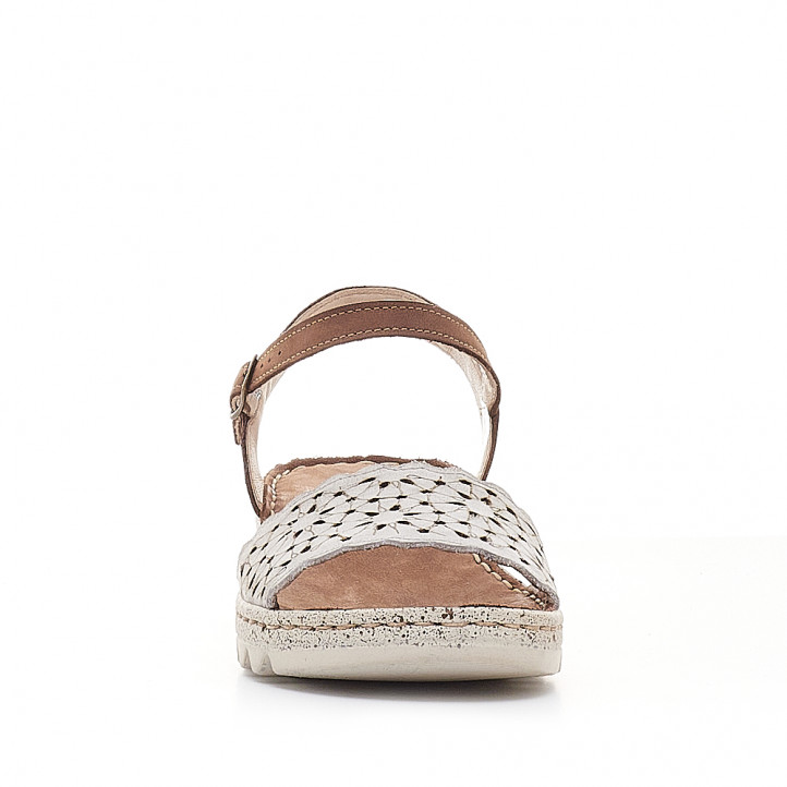 Sandalias cuña Walk & Fly color taupe con pala perforada - Querol online