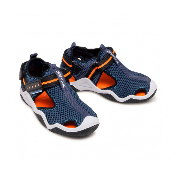 sandalias Geox con colores azules, grises y naranjas - Querol online