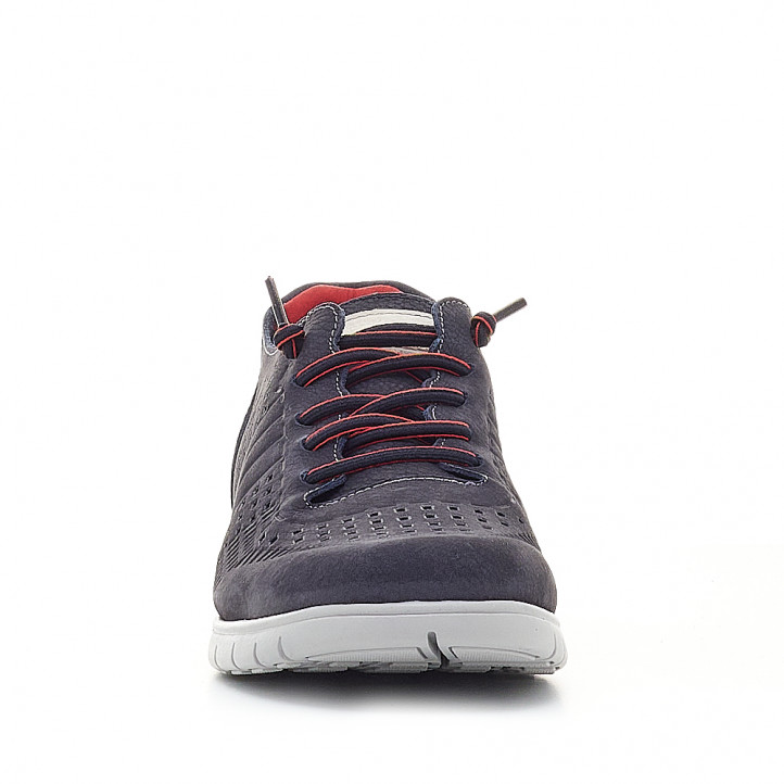 Zapatos sport Lobo grona azules con detalles rojos - Querol online