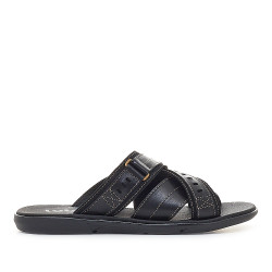 Sandalias Lobo portofino negras con tres tiras - Querol online