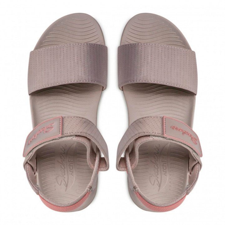 Sandalias cuña Skechers arch fit sunshine taupe - Querol online