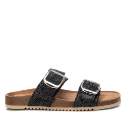 Sandalias planas Refresh 079285 negras con suela bio y material trenzado - Querol online