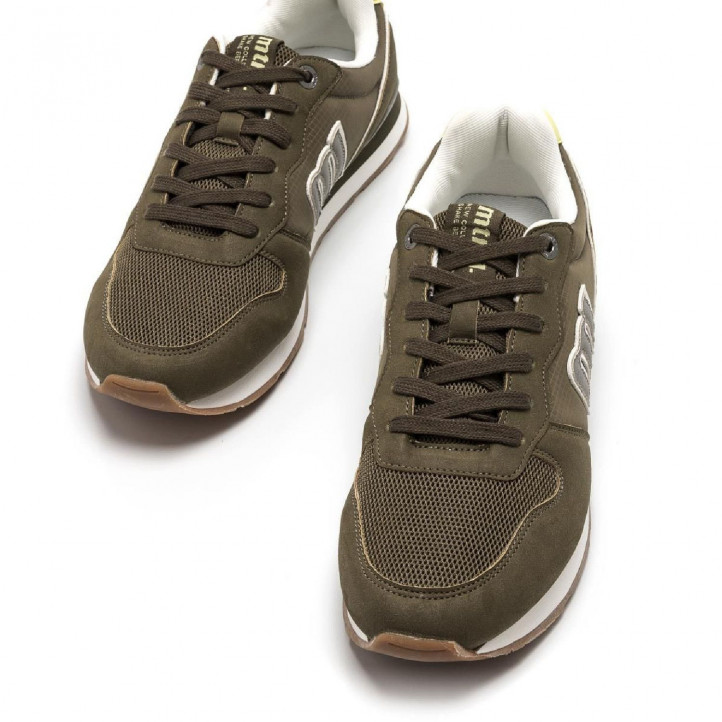 Zapatillas deportivas Mustang 084467 kakis con detalles grises - Querol online