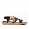 Sandalias planas Mysoft negras con piel perforada y brillantes