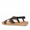 Sandalias planas Mysoft negras con piel perforada y brillantes