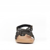 Sandalias planas Mysoft negras con piel perforada y brillantes