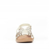 Sandalias planas Mysoft blancas con piel perforada y brillantes
