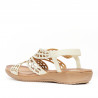 Sandalias planas Mysoft blancas con piel perforada y brillantes