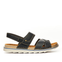 Sandalias In Blu negras cogidas al tobillo - Querol online