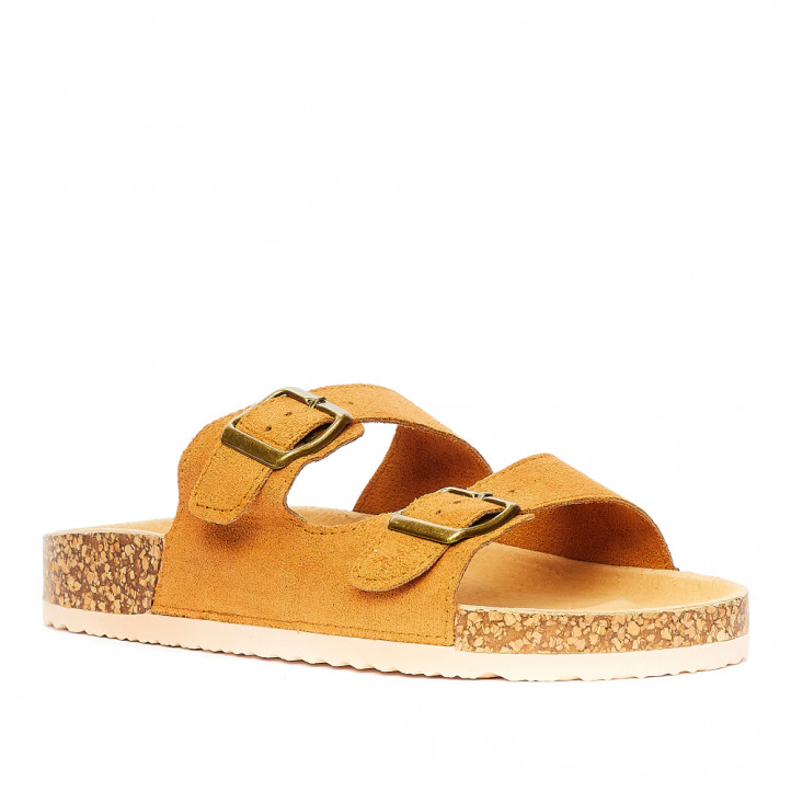 Sandalias planas Owel capri marrones con doble tira - Querol online