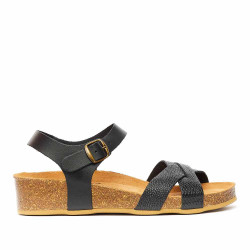 Sandàlies falca Redlove margot negres creuades amb textura animal print - Querol online