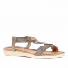 Sandalias planas Mysoft grises plata de cuerdas