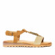 Sandalias planas CALZAPIES de color crema y marrones con animal print - Querol online